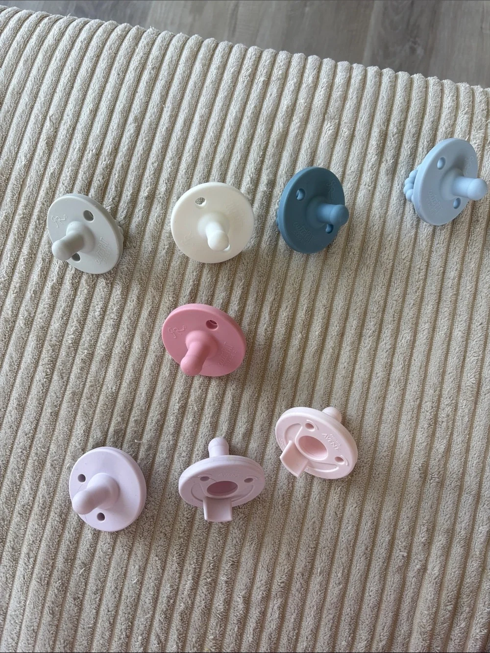 Pastel Silicone Pacifier Set for Kids - Pink, Cream, Blue, Gray